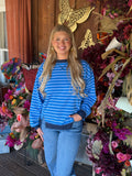 Annie Blue Striped Long Sleeve Top