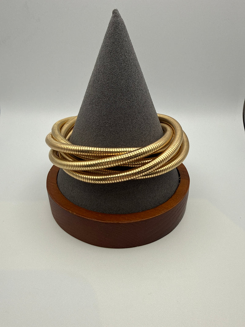 5 Row Rounded Gold Bangle