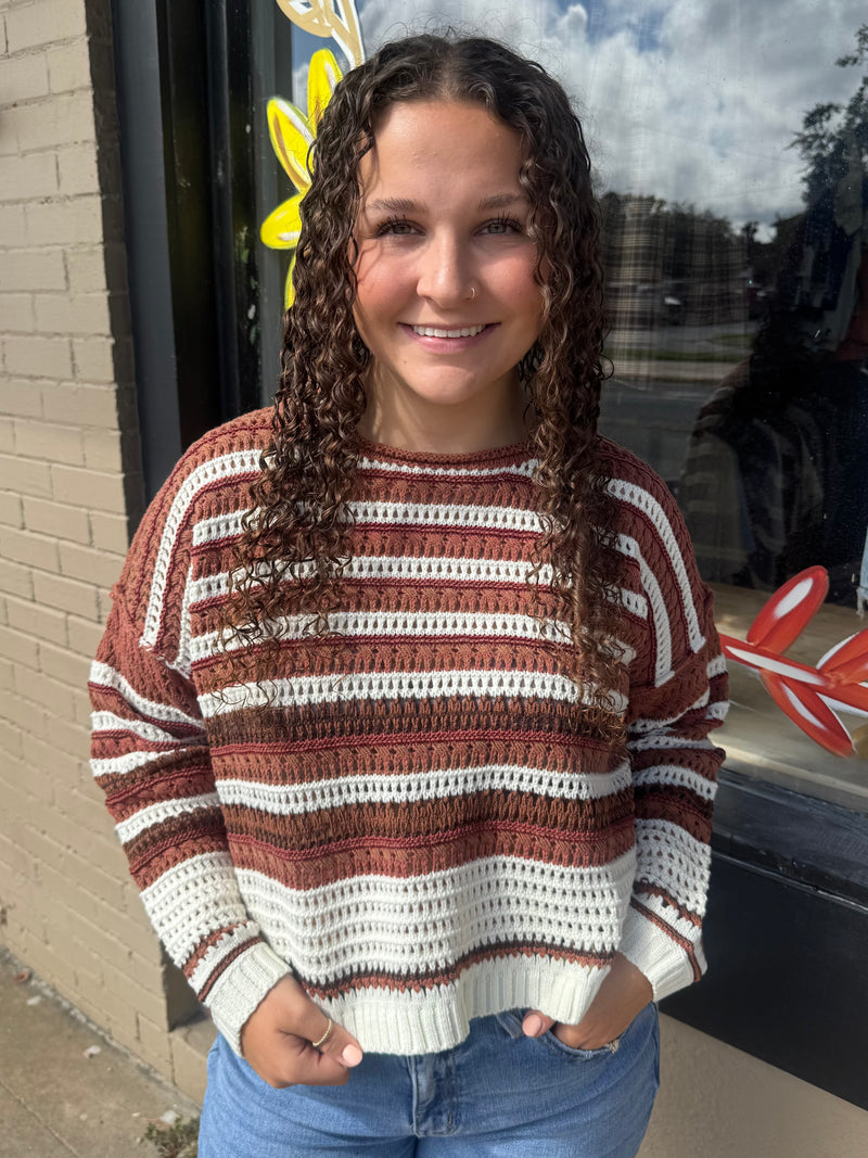 Dahlia Crochet Striped Sweater