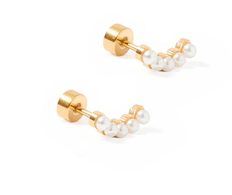 Screw back Stud Earrings- Abigail Pearl