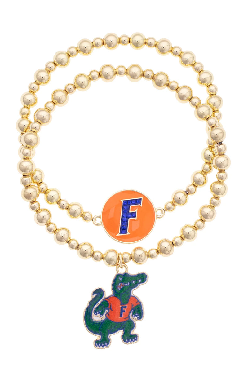 Florida Gators Ball Bead Bracelet Set of 2