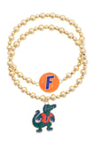 Florida Gators Ball Bead Bracelet Set of 2
