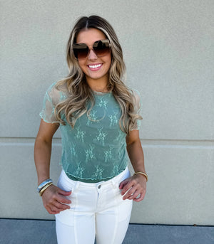 Allie Short sleeve Lace Top