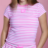 Neon Pink Striped Lulu Mac Baby Doll Top - Adult