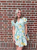 Floral Mint Ruffle Dress
