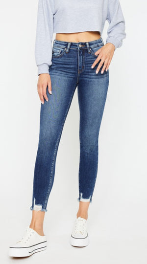 Kancan Kendall High Rise Fary Hem Ankle Skinny Jeans