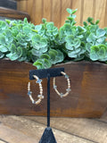 Gold Beaded Hoop With Silver Crosses 2” Earrings