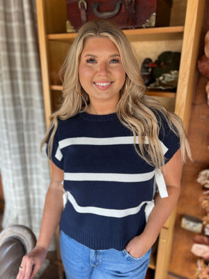 Striped Side Tie Sweater