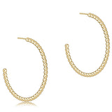 Beaded Classic 1.25" Post Hoop-2mm Gold