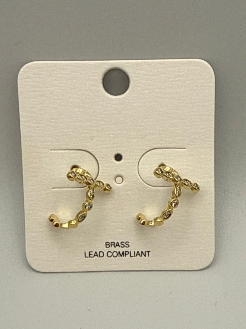 Marquise Cross Gold Hoops