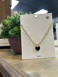 Black Color Heart Link Necklace