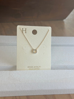 Crystal Hollow Circle Charm Necklace