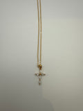 Silver Beaded Cross Necklace ￼