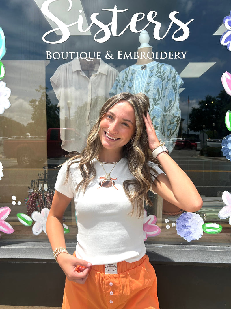 Football Lace Bow Top