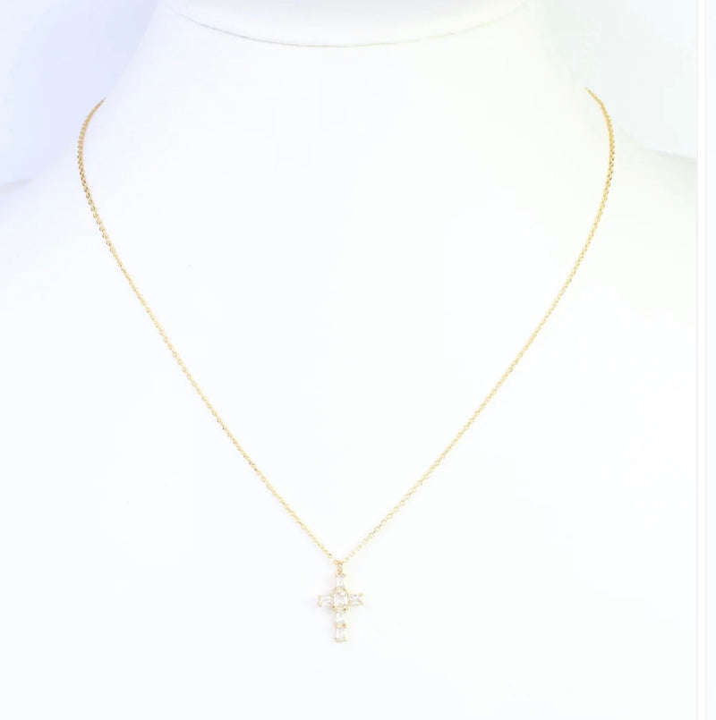 Marigold CZ Cross Necklace