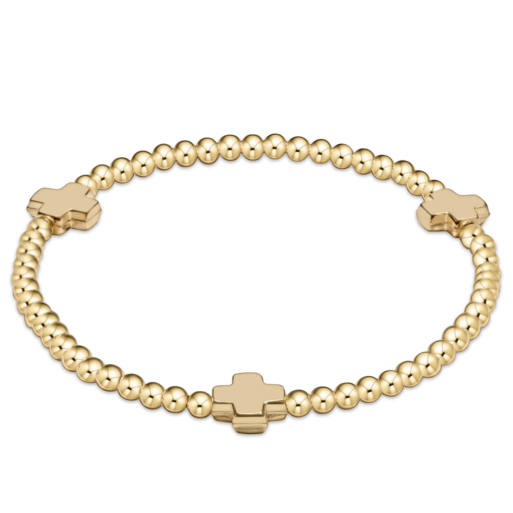 Enewton Extends - signature Cross Gold Pattern, 3 mm bead bracelet gold