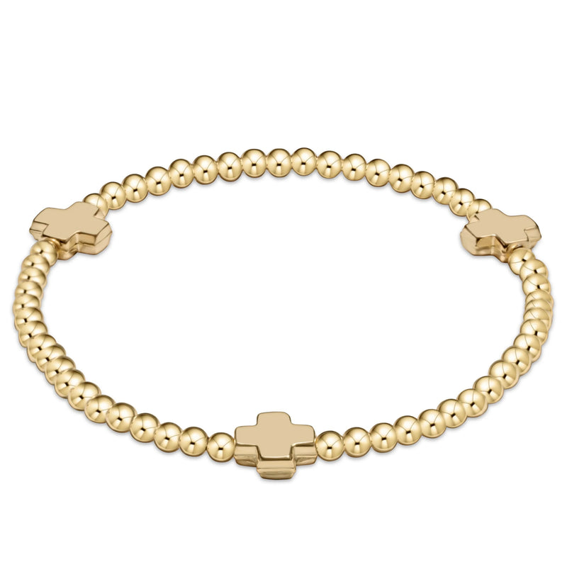Enewton Extends - signature Cross Gold Pattern - 3mm bead bracelet gold