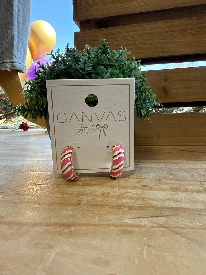 Candy Cane Striped Hoop Earrings