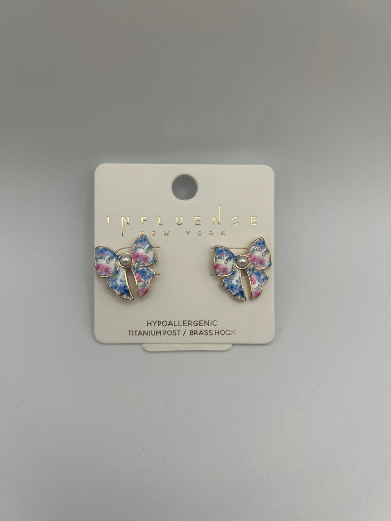 Pink & Blue Flower Bow