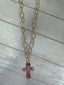 Silver Open Circle Metal With Gold Cross 18” Necklace