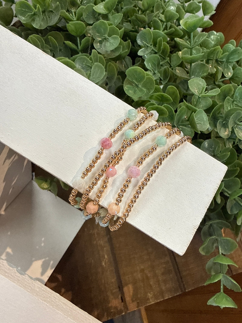 Set Of 5 Multi Crystal Stretch Bracelet