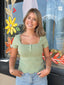 Saige Green Scalloped Top
