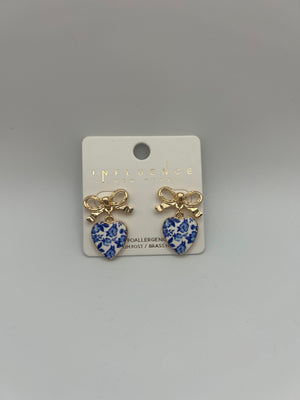 Toile Heart Drop Earrings