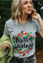 Holly Wreath Merry Christmas V Neck Tee