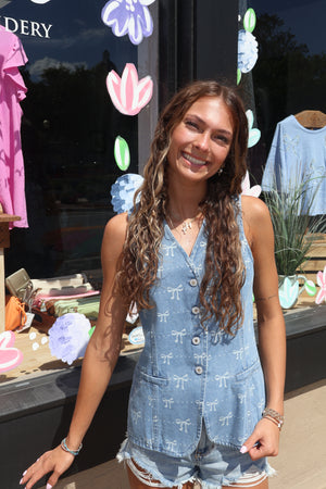 Bow Denim Vest
