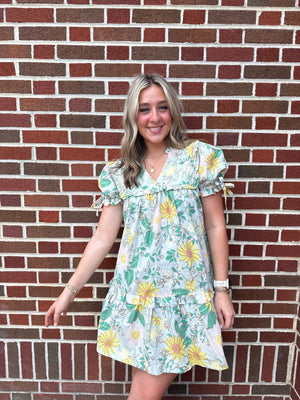 Floral Mint Ruffle Dress