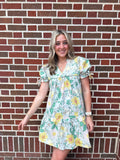 Floral Mint Ruffle Dress