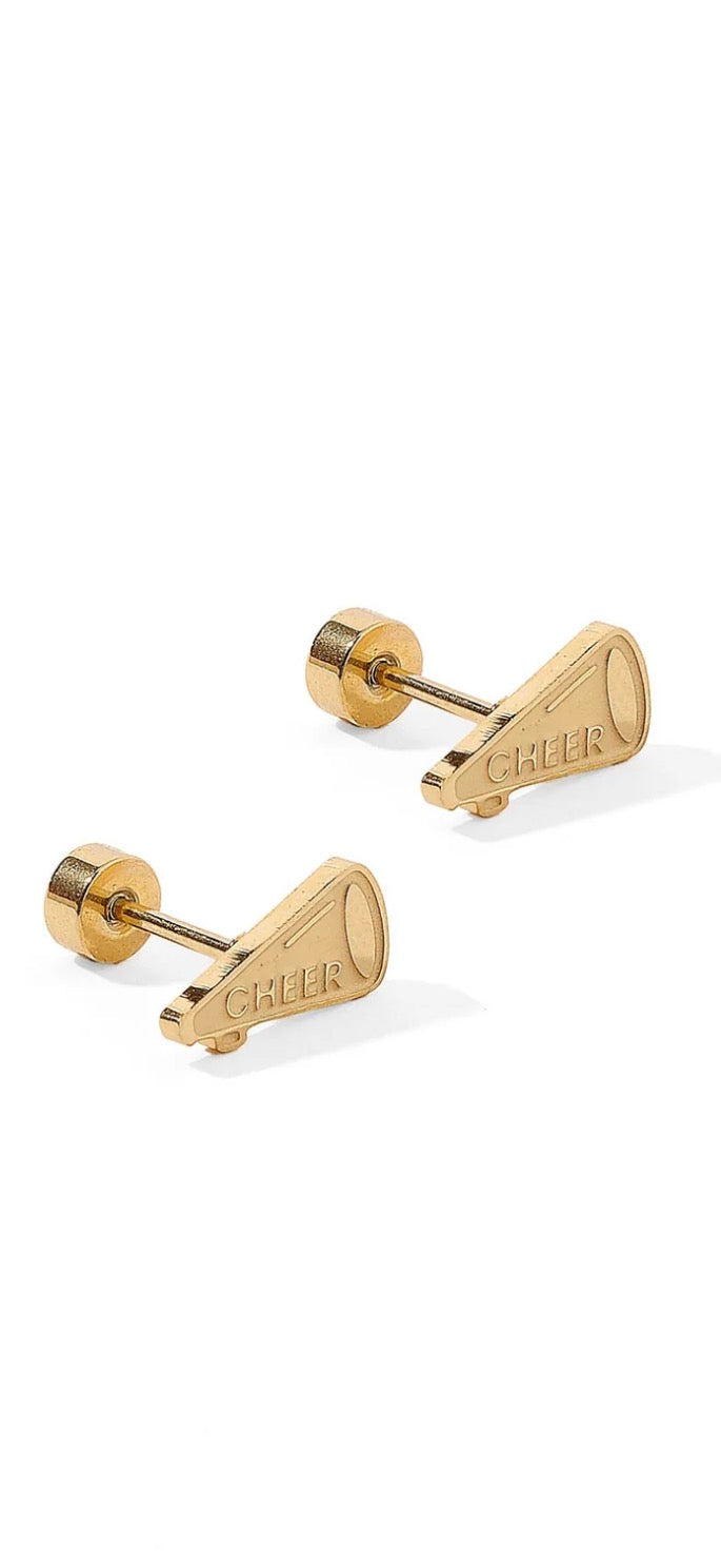 Screwback Stud Earrings- Cheer