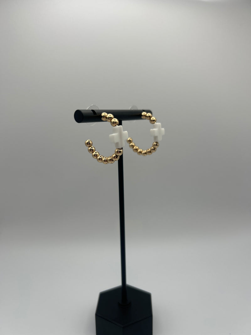White Cross Open Hoop