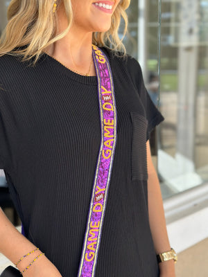 Purple + Yellow Game Day Sequin Purse Strap