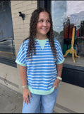 Sky Blue Striped Top