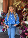 Emily Polka Dot Quarter Zip Sweatshirt