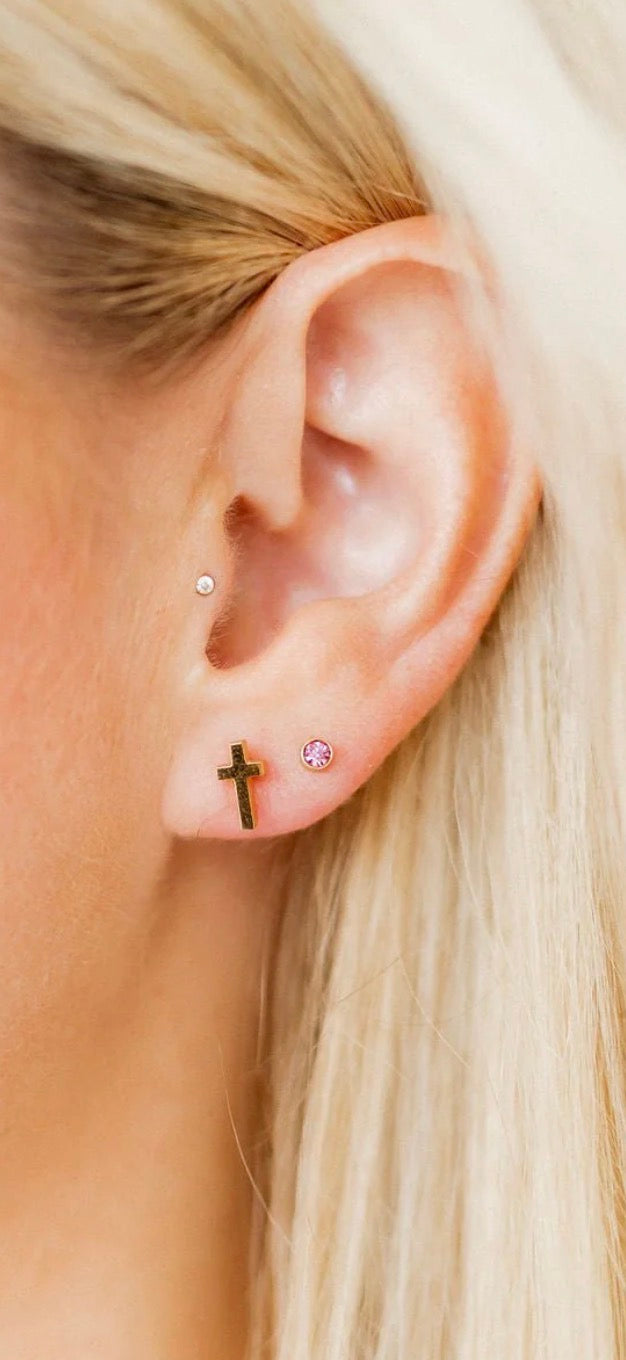 Screw Back Stud Earrings- Catherine Cross