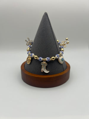 Blue Toile Charm Bracelet
