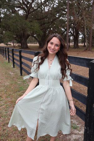 Sage Striped Dress