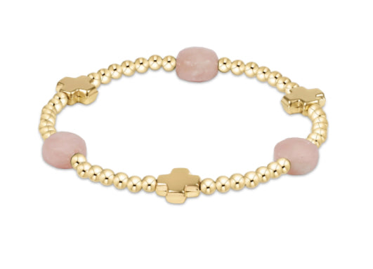 Signature Cross Admire Gold Pattern 3mm Bead Bracelet