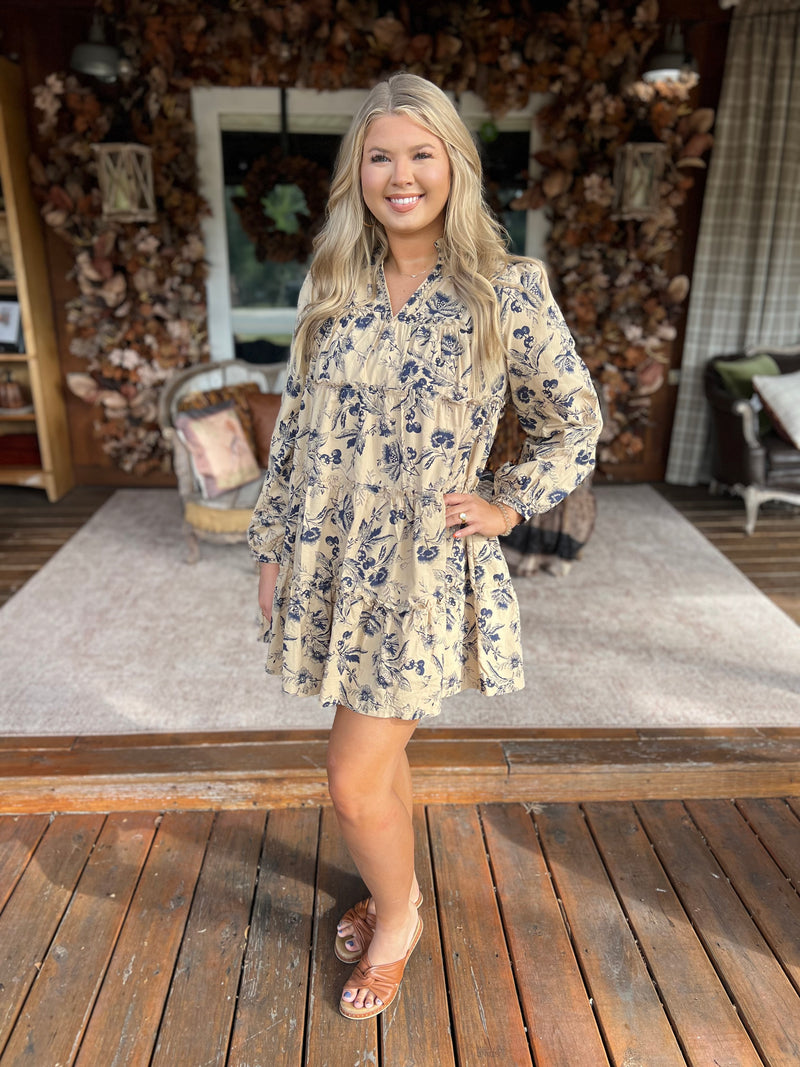 Navy Floral Dress