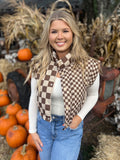 Checkered Cropped Puffer Vest