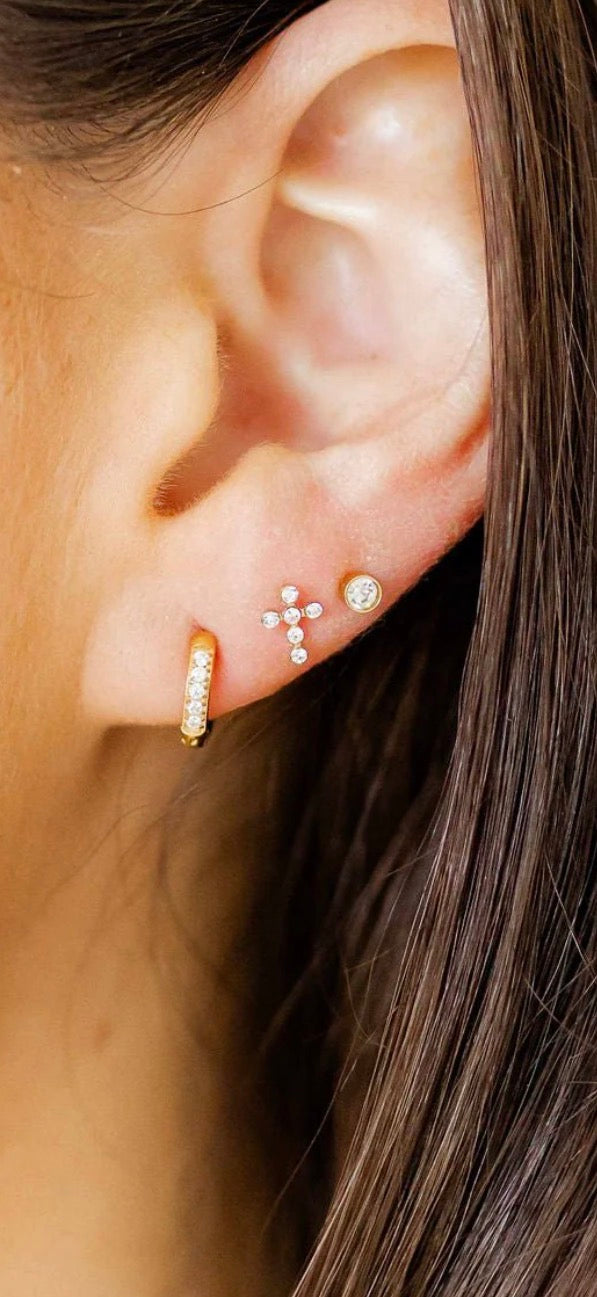 Screwback Stud Earrings- Clara Cross
