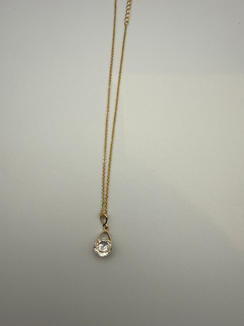 Silver Gem Drop Necklace ￼