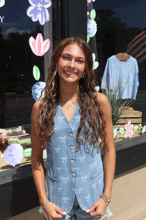 Bow Denim Vest