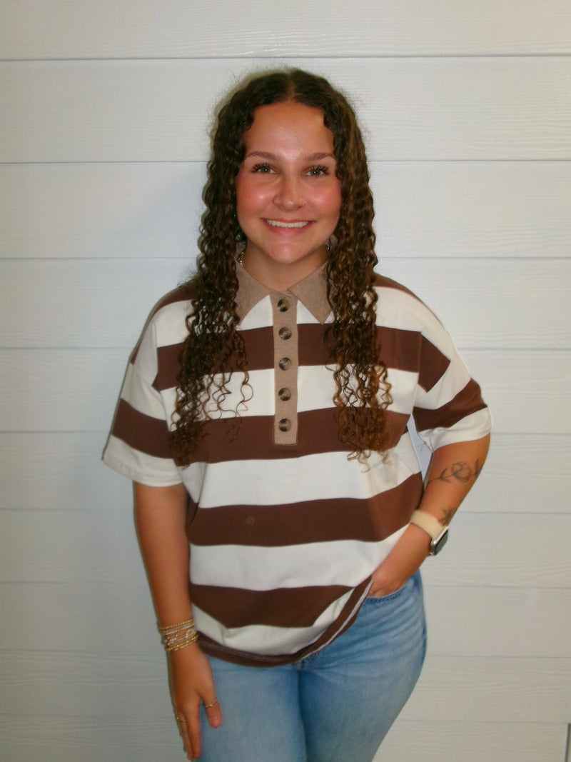 Chelsie Striped Brown Shirt