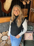 Mock Neck Contrast Side Tie Sweater
