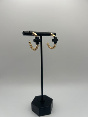 Black Cross Open Hoop