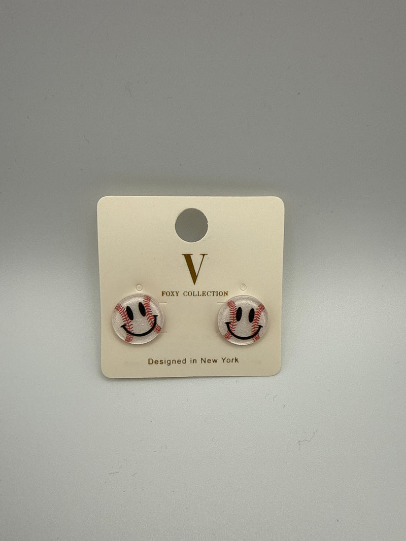 Smiley Face Baseball Stud