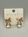 Teardrop Stone & Bow Earrings